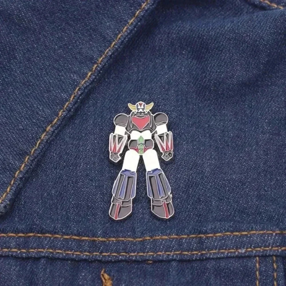 Red white blue black robot enamel brooch pin backpack denim hat clothes bag